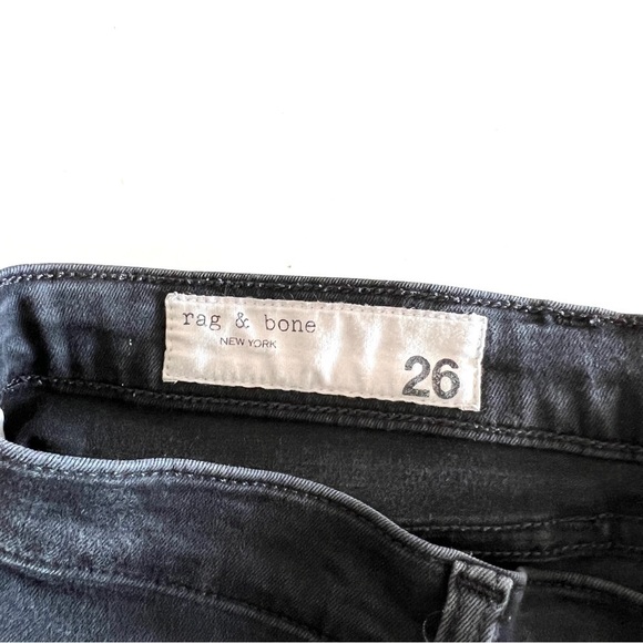 Rag & Bone Skinny Ankle Jeans Women's 26 Black Stretch Denim High Rise - Picture 9 of 14